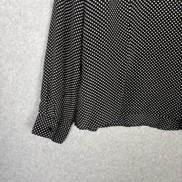 George ME Shirt Women XL Black Silk Dolka Dot Blouse Ruffle Button Career Church - Picture 10 of 12